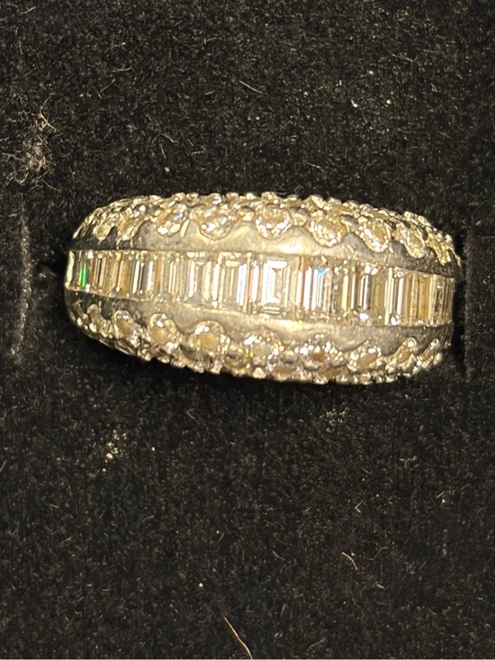 Jewelry - Diamond-Style Platinum Baguette Halo Wedding Ring